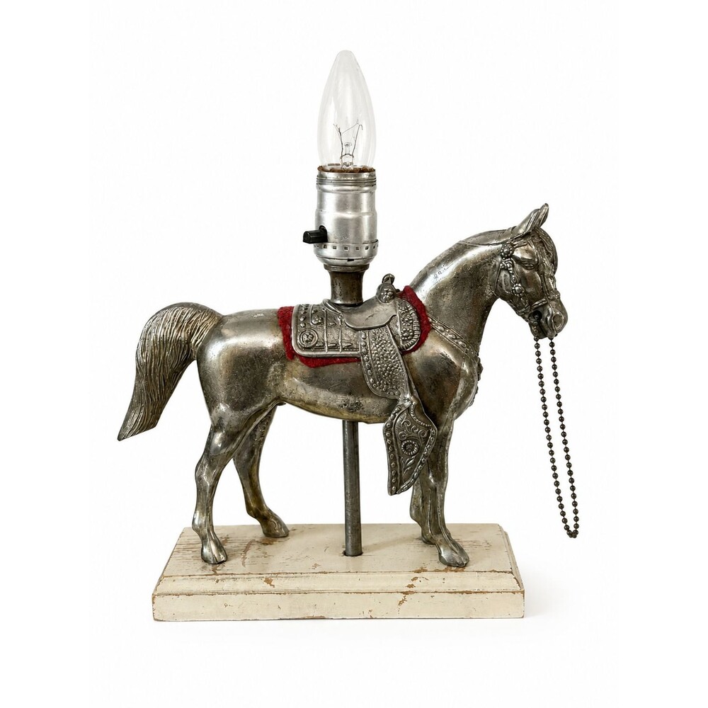 Vintage Metal Horse Lamp Country Western Equestrian Cowboy Farmhouse Retro MCM